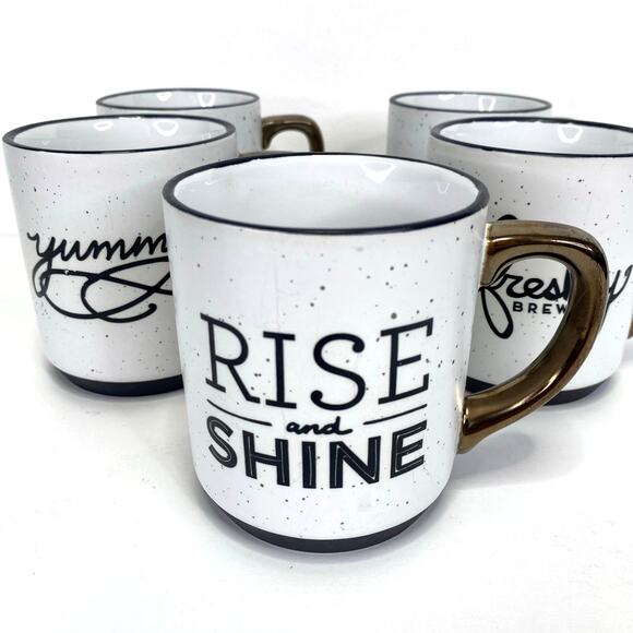 THRESHOLD Target Retro Stoneware Coffee Mugs Set of 5 Farmhouse Fresh Brew 12oz - Picture 9 of 11